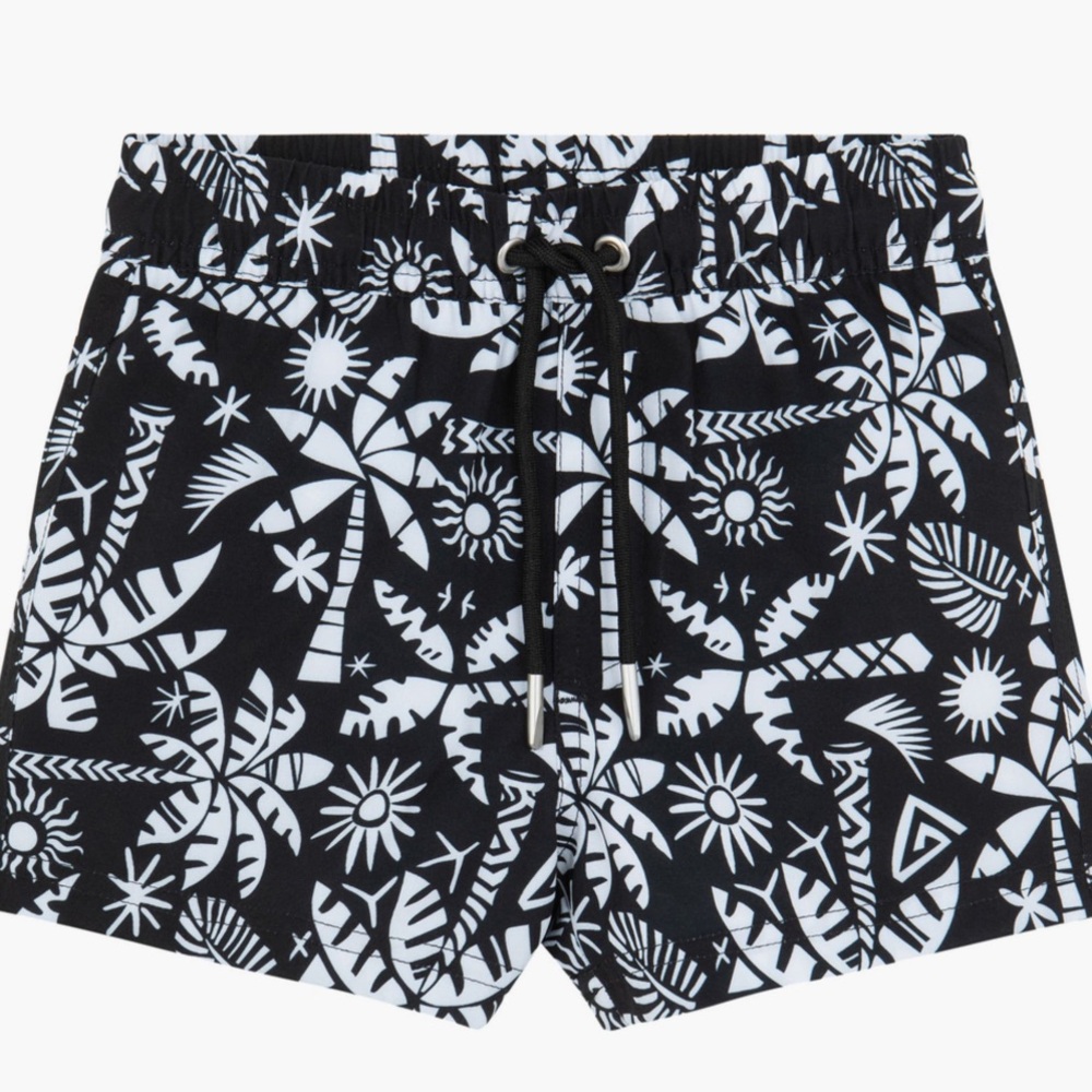Gottex Kids Black and White Tropical Print Swim Shorts